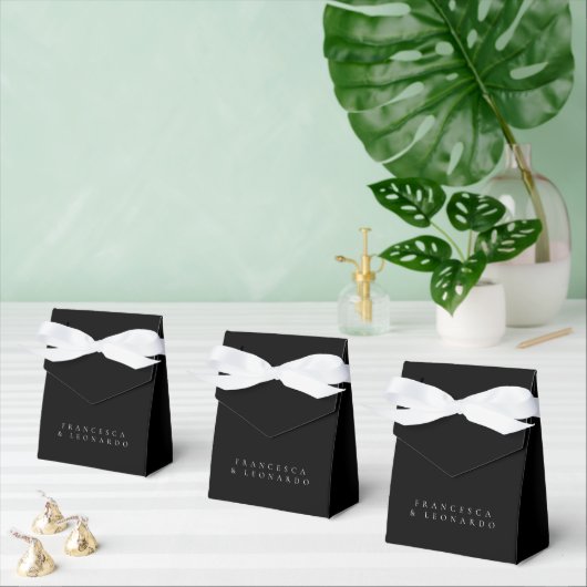Classic Black Simple Wedding フェイバーボックス (複数)