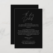 Classic Black Stylish Script Wedding Details エンクロージャーカード (正面/裏面)