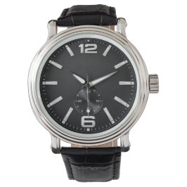 Classic black watch with a silver frame 腕時計