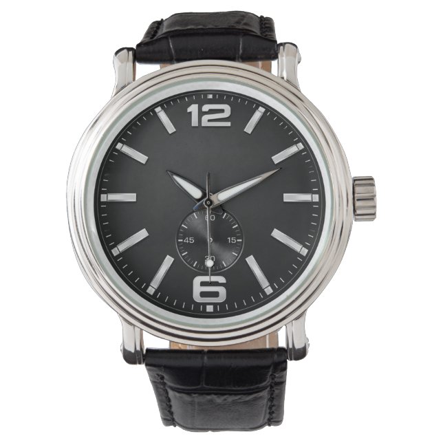 Classic black watch with a silver frame 腕時計 (正面)