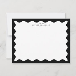 Classic Black Wavy Frame Note Card 招待状