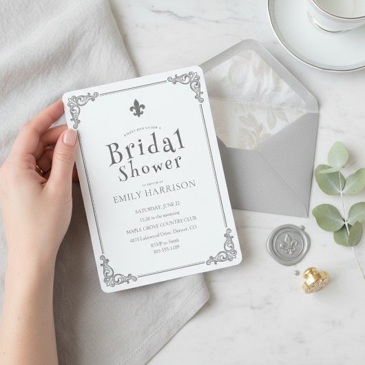 Classic Black White Bridal Shower Invite 招待状