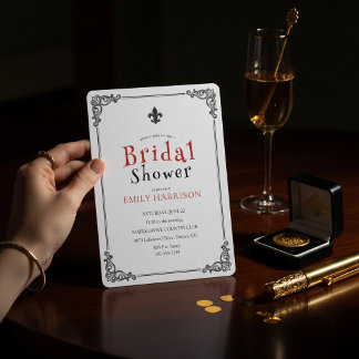 Classic Black White Bridal Shower Invite 招待状