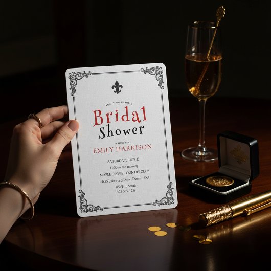 Classic Black White Bridal Shower Invite 招待状