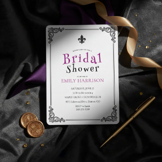 Classic Black White Bridal Shower Invite 招待状