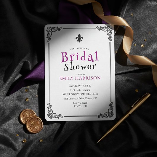 Classic Black White Bridal Shower Invite 招待状