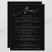 Classic Black White Calligraphy Birthday メニュー (正面/裏面)