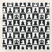 Classic Black & White Chessboard Pattern ガラスコースター (正面)
