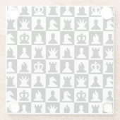 Classic Black & White Chessboard Pattern ガラスコースター (裏面)