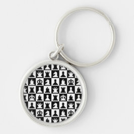 Classic Black & White Chessboard Pattern キーホルダー