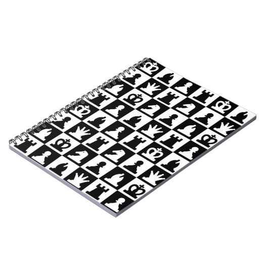 Classic Black & White Chessboard Pattern ノートブック (左側)
