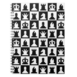 Classic Black & White Chessboard Pattern ノートブック