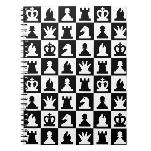 Classic Black & White Chessboard Pattern ノートブック (正面)