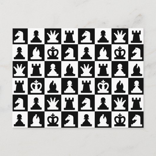 Classic Black & White Chessboard Pattern ポストカード (正面)