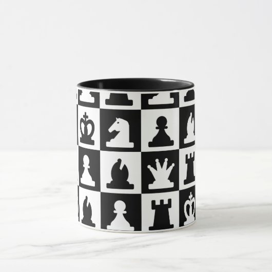 Classic Black & White Chessboard Pattern マグカップ (中央)