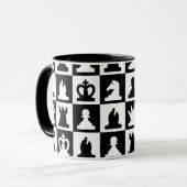 Classic Black & White Chessboard Pattern マグカップ (正面左)