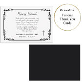 Classic Black & White Decorative Frame Funeral  サンキューカード