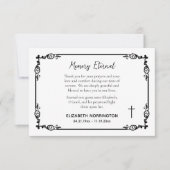Classic Black & White Decorative Frame Funeral  サンキューカード (正面)