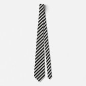 Classic Black & White Diagonal Striped ネクタイ (正面)