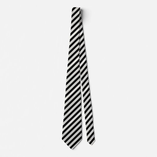 Classic Black & White Diagonal Striped  ネクタイ (正面)