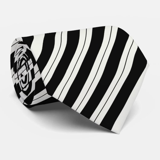 Classic Black & White Diagonal Striped ネクタイ (ロール)