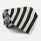 Classic Black & White Diagonal Striped ネクタイ (ロール)