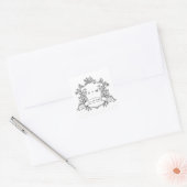 Classic Black & White Floral Crest Monograms スクエアシール (封筒)