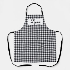 Classic Black & White Gingham | Personalized Name エプロン