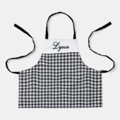 Classic Black & White Gingham | Personalized Name エプロン (正面)