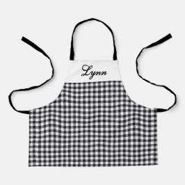 Classic Black & White Gingham | Personalized Name エプロン