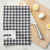 Classic Black & White Gingham | Personalized Name キッチンタオル (四つ折り)