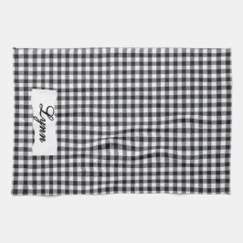Classic Black & White Gingham | Personalized Name キッチンタオル