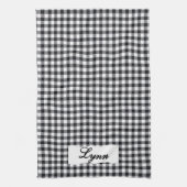 Classic Black & White Gingham | Personalized Name キッチンタオル (縦)