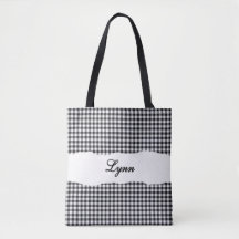 Classic Black & White Gingham | Personalized Name