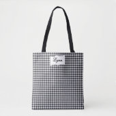 Classic Black & White Gingham | Personalized Name トートバッグ (正面)
