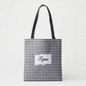 Classic Black & White Gingham | Personalized Name トートバッグ (正面)