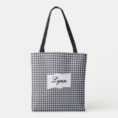 Classic Black & White Gingham | Personalized Name トートバッグ (裏面)