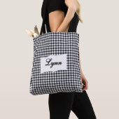 Classic Black & White Gingham | Personalized Name トートバッグ (クローズアップ)