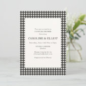 Classic Black White Gingham Plaid Couples Shower 招待状 (スタンド正面)