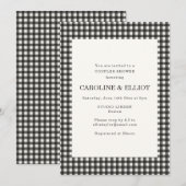 Classic Black White Gingham Plaid Couples Shower 招待状 (正面/裏面)