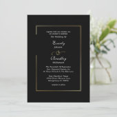 Classic Black White Gold Frame Border Chic Wedding 招待状 (スタンド正面)