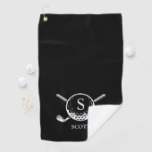 Classic Black White Golf Clubs Monogram Name ゴルフタオル (インサイチュ)