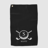 Classic Black White Golf Clubs Monogram Name ゴルフタオル (正面)
