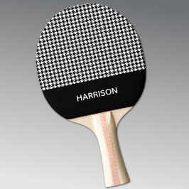 Classic Black & White Houndstooth Ping Pong Paddle 卓球ラケット