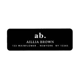 Classic Black White Minimal Monogram Design ラベル