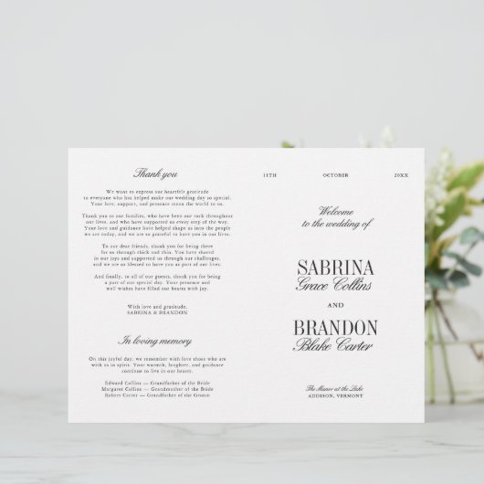 Classic Black & White Modern Wedding Program (スタンド正面)