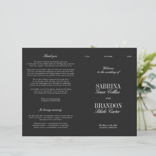 Classic Black & White Modern Wedding Program (スタンド正面)