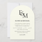 Classic Black & White Monogram Minimalist Wedding 招待状 (正面)