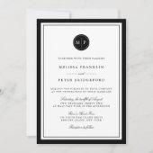 Classic Black & White Monogram Wedding Invitation 招待状 (正面)
