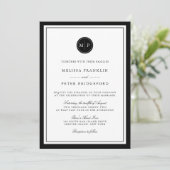 Classic Black & White Monogram Wedding Invitation 招待状 (スタンド正面)